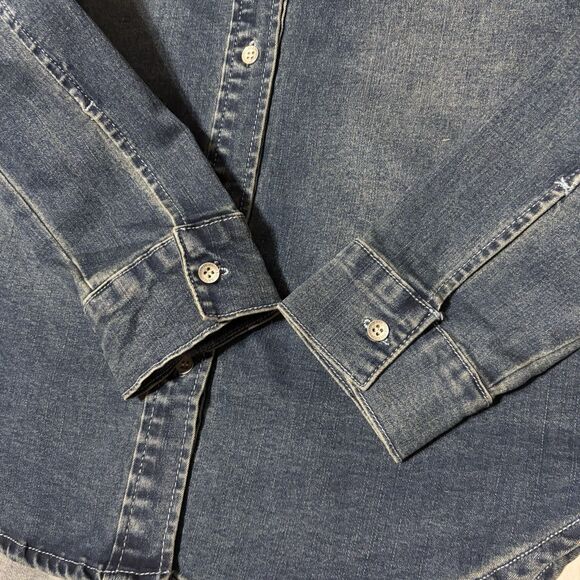 NWT True Religion Georgia Denim Western Shirt Womens L Button Up Jean Shirt - Picture 3 of 10